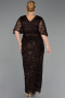 Long Brown Scaly Plus Size Evening Gown ABU6064