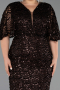 Long Brown Scaly Plus Size Evening Gown ABU6064