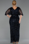 Long Navy Blue Scaly Plus Size Evening Gown ABU6064