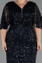 Long Navy Blue Scaly Plus Size Evening Gown ABU6064