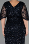 Long Navy Blue Scaly Plus Size Evening Gown ABU6064