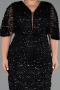 Long Black Scaly Plus Size Evening Gown ABU6064
