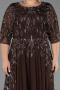 Long Brown Plus Size Evening Gown ABU6489