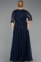 Long Navy Blue Plus Size Evening Gown ABU6489