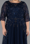 Long Navy Blue Plus Size Evening Gown ABU6489