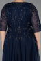 Long Navy Blue Plus Size Evening Gown ABU6489