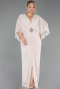 Long Beige Chiffon Plus Size Evening Dress ABU6490