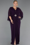 Long Dark Purple Chiffon Plus Size Evening Dress ABU6490