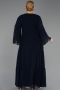 Long Navy Blue Chiffon Plus Size Evening Dress ABU6491