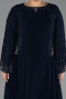 Long Navy Blue Chiffon Plus Size Evening Dress ABU6491