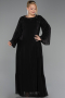Long Black Chiffon Plus Size Evening Dress ABU6491
