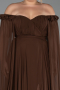 Long Brown Chiffon Plus Size Evening Dress ABU3464