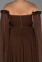 Long Brown Chiffon Plus Size Evening Dress ABU3464