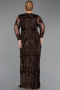 Long Brown Scaly Plus Size Evening Gown ABU6493