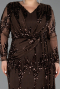 Long Brown Scaly Plus Size Evening Gown ABU6493