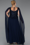 Long Navy Blue Chiffon Formal Plus Size Dress ABU6422