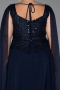 Long Navy Blue Chiffon Formal Plus Size Dress ABU6422