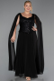 Long Black Chiffon Formal Plus Size Dress ABU6422