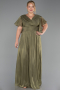 Long Olive Drab Chiffon Formal Plus Size Dress ABU6423