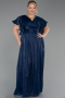 Long Navy Blue Chiffon Formal Plus Size Dress ABU6423