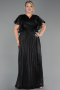 Long Black Chiffon Formal Plus Size Dress ABU6423