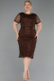 Midi Brown Dantelle Plus Size Cocktail Dress ABK2673