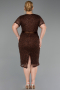 Midi Brown Dantelle Plus Size Cocktail Dress ABK2673