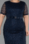 Midi Navy Blue Dantelle Plus Size Cocktail Dress ABK2673