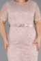 Midi Powder Color Dantelle Plus Size Cocktail Dress ABK2673