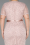 Midi Powder Color Dantelle Plus Size Cocktail Dress ABK2673