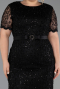 Midi Black Dantelle Plus Size Cocktail Dress ABK2673