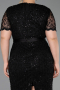Midi Black Dantelle Plus Size Cocktail Dress ABK2673