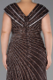 Long Brown Beaded Plus Size Engagement Dress ABU5444
