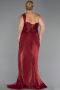 Long Burgundy Chiffon Plus Size Evening Gown ABU6631