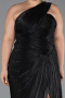 Long Black Chiffon Plus Size Evening Gown ABU6631