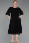 Midi Black Chiffon Plus Size Evening Dress ABK2677