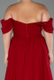 Burgundy Boat Neck Long Chiffon Plus Size Prom Dress ABU3738