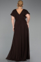 Long Brown Chiffon Formal Plus Size Dress ABU1562
