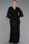 Long Black Beaded Plus Size Evening Gown ABU6501