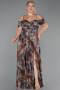 Long Brown Plus Size Evening Gown ABU6409