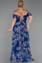 Long Navy Blue Plus Size Evening Gown ABU6409