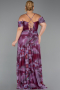 Long Plum Plus Size Evening Gown ABU6409
