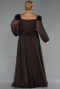 Long Brown Chiffon Formal Plus Size Dress ABU4131