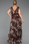 Long Brown Laced Plus Size Evening Gown ABU4261