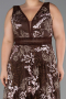 Long Brown Laced Plus Size Evening Gown ABU4261