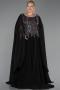 Long Black Chiffon Plus Size Evening Gown ABU6435