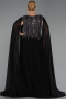 Long Black Chiffon Plus Size Evening Gown ABU6435