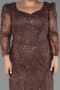 Long Brown Beaded Plus Size Evening Gown ABU5388