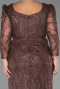 Long Brown Beaded Plus Size Evening Gown ABU5388