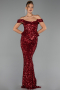 Long Burgundy Scaly Evening Dress ABU6359